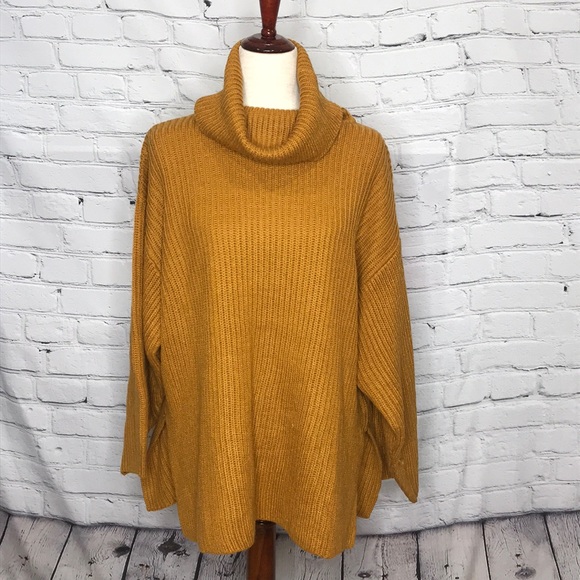 Topshop Sweaters - TOPSHOP WOMEN'S OVERSIZED TURTLENECK SWEATER MUSTARD YELLOW SIZE SMALL